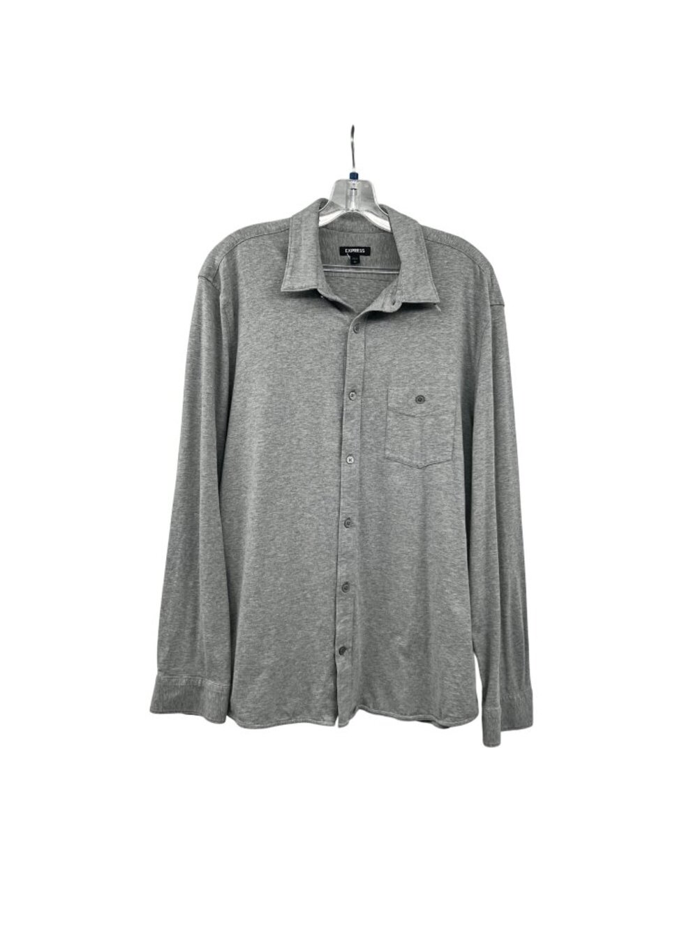 Express Men's Heather Gray Cotton Button Up Long Sleeve Size Large